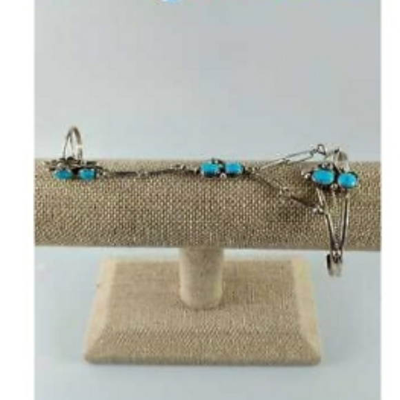 VINTAGE Turqoise Navajo Slave Cuff w/ Ring aa5 - Picture 3 of 7